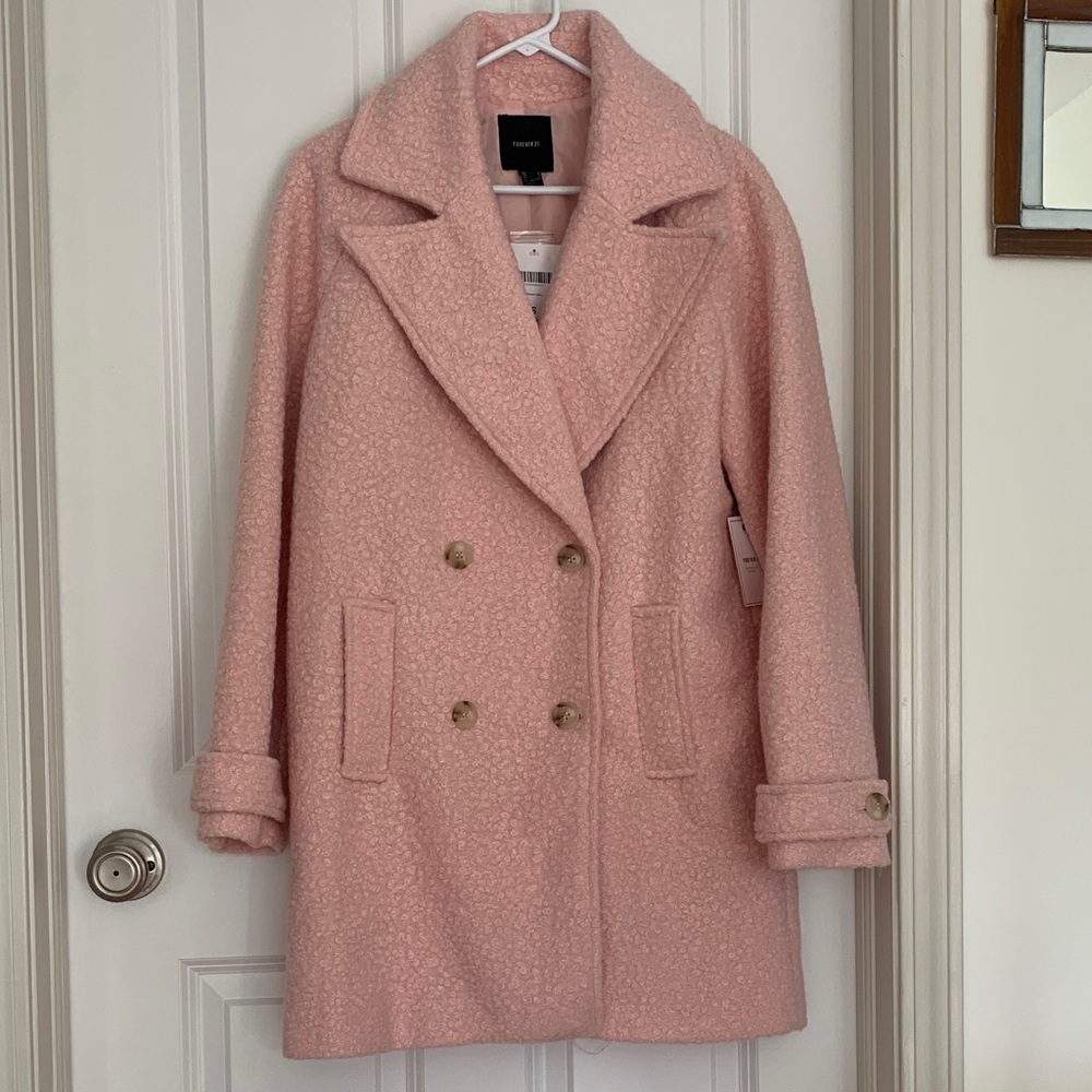 Forever 21 Blush Double-Breasted Pea Coat
